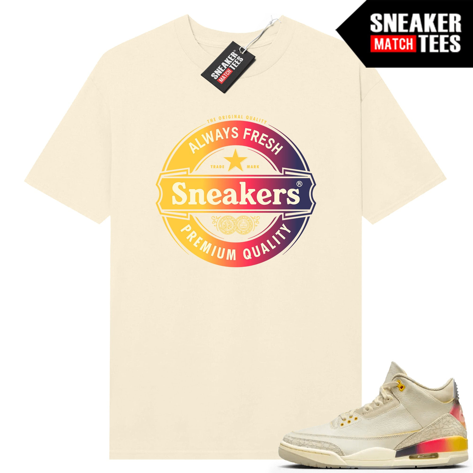 J Balvin 3s to match Sneaker Match Tees Sail "SNEAKERS"