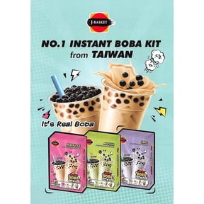 J-Basket Instant Boba Bubble Pearl Milk Tea Kit Variety (Taro, Black Tea, Matcha), 9 Total Servings
