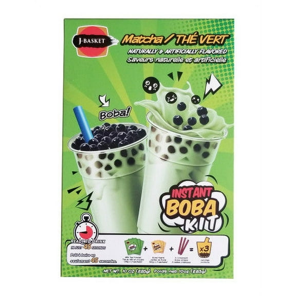 J-Basket Instant Boba Kit, Matcha Flavor, 285g/10 oz. Box {Imported from Canada}