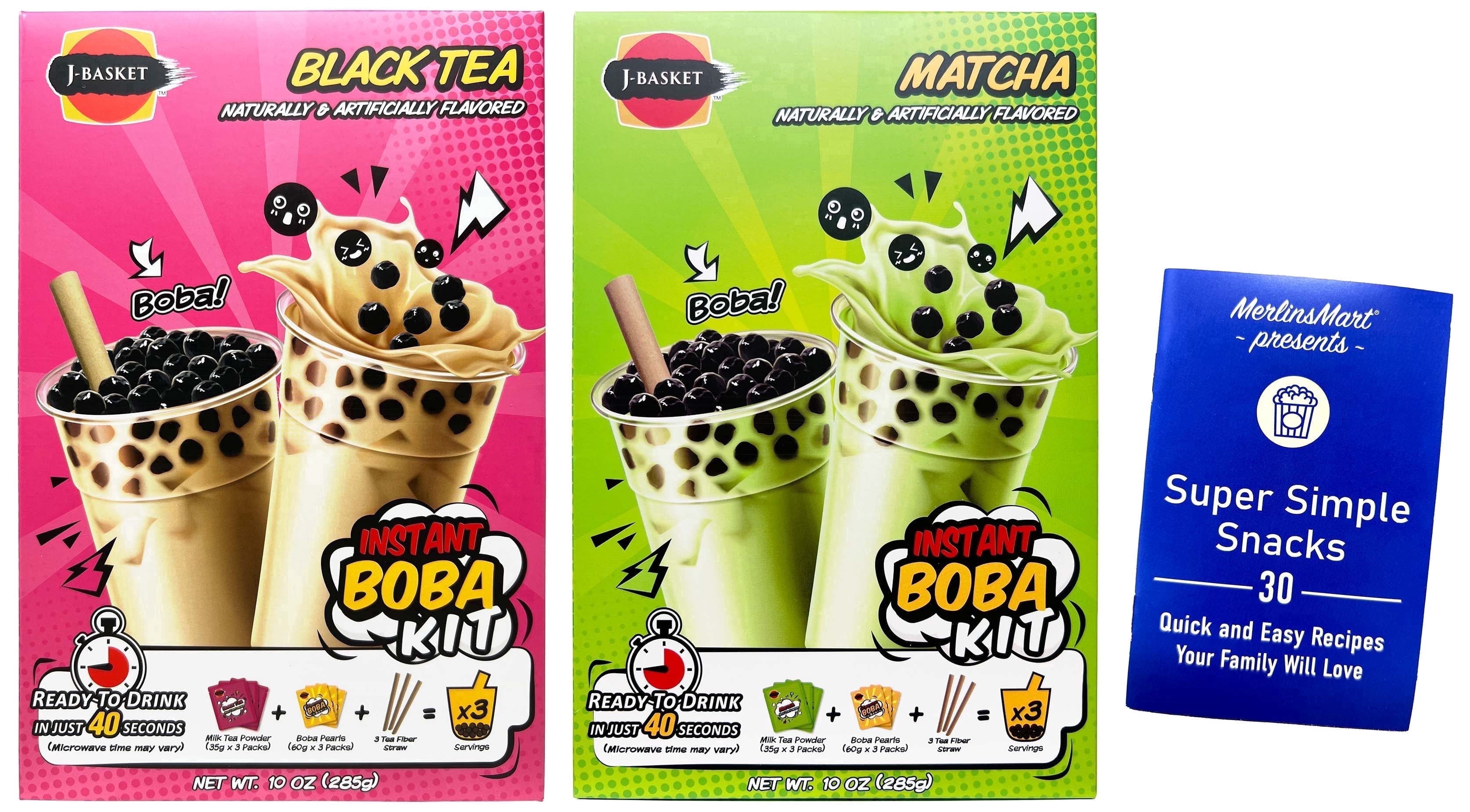 J-Basket Instant Boba Kit Variety Pack – Black Tea & Matcha – 2 Pack (10 oz Each) | MerlinsMart Zine