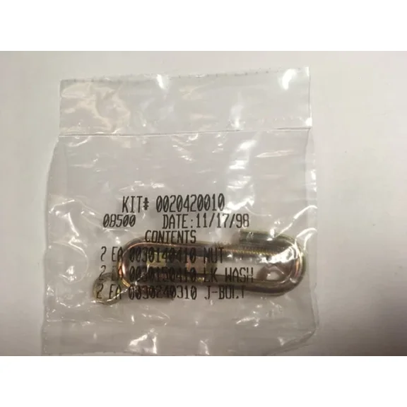J-Bolt Kit #0020420010 W/ Nut & Washer