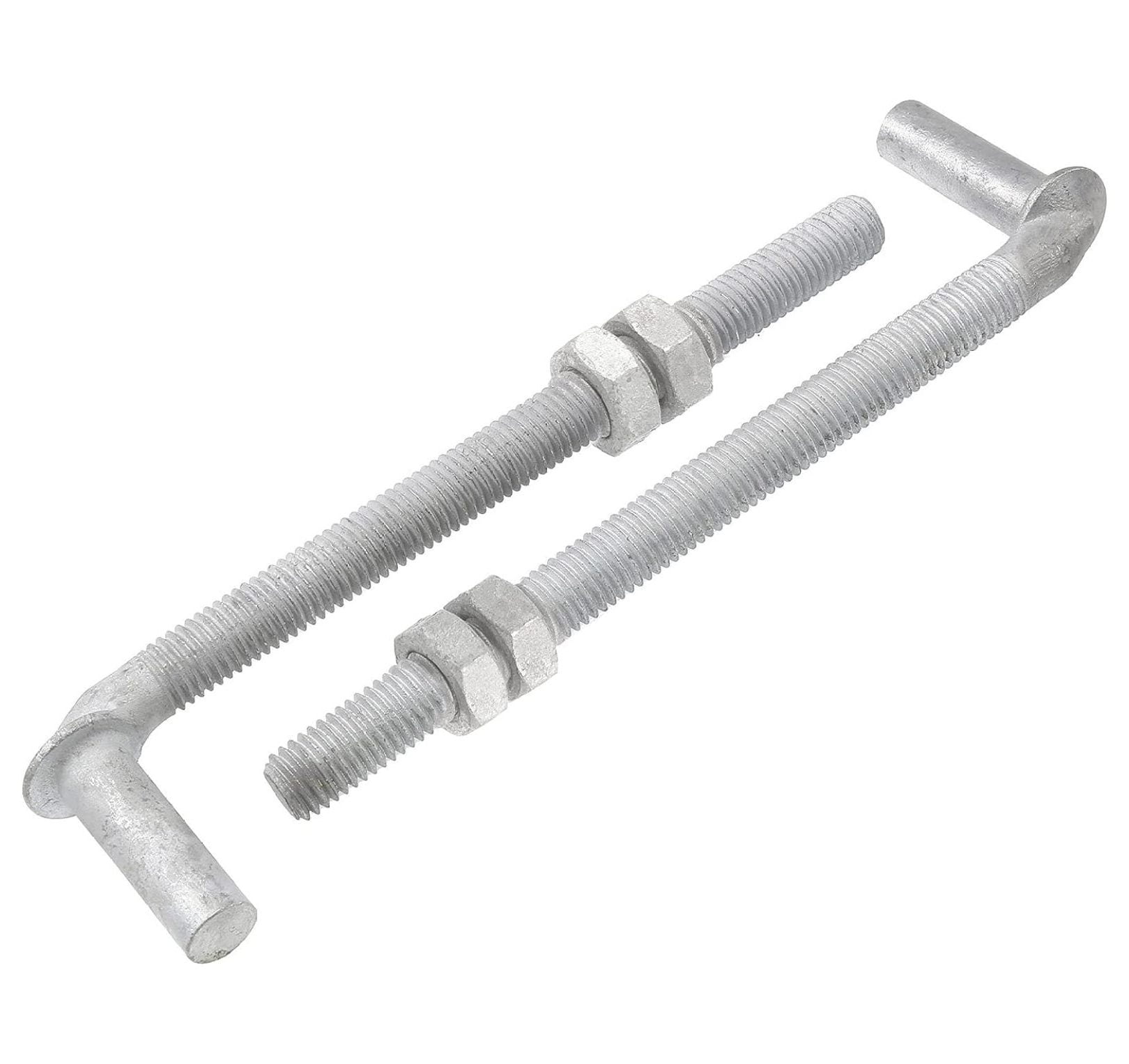 JBolt Post Hinge 5/8" x 8" Male J Bolts with Nuts (Pack of 2