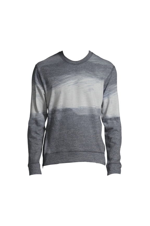 Men's Gray Ombre Print Messer Fleece Sweatshirt Sweater (L)