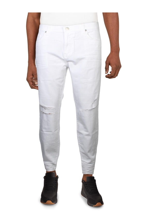 Mens Tyler Denim Distressed Jeans White 40