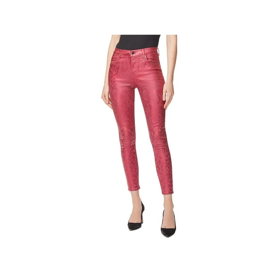 J Brand Womens Alana High Rise Coated Cropped Jeans Red 28
