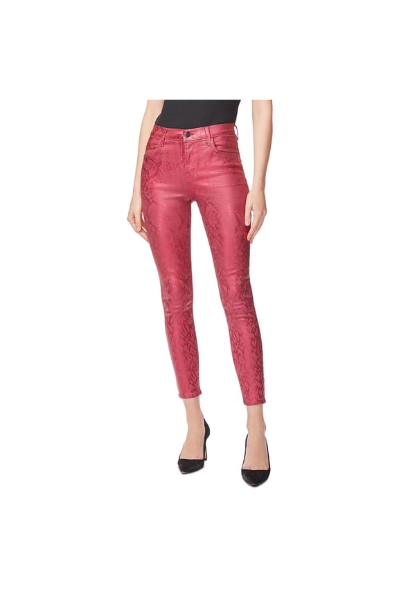 Womens Alana High Rise Coated Cropped Jeans Red 28