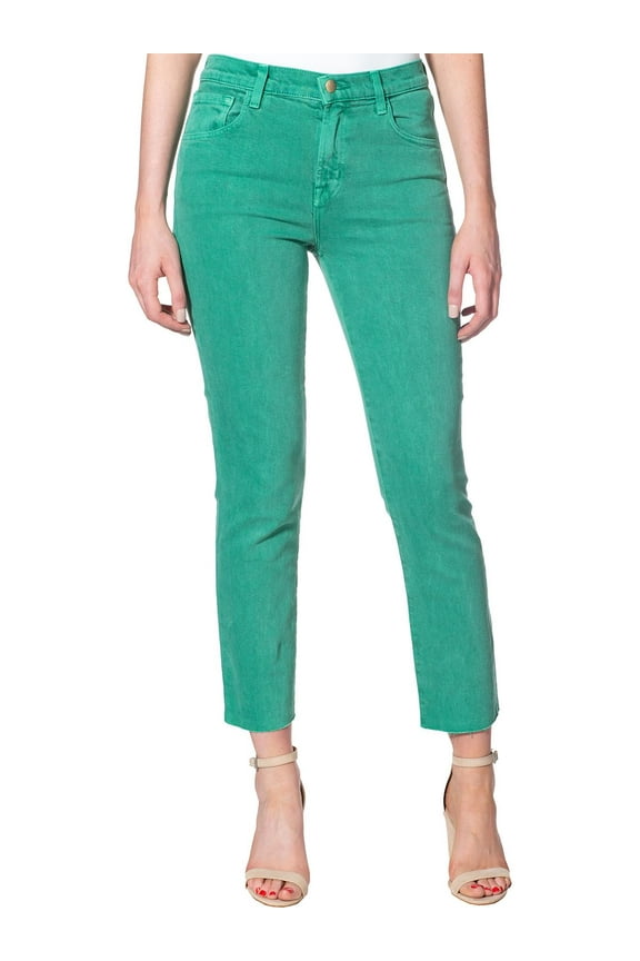 Womens Ruby Denim Color Wash Cigarette Jeans Green 26