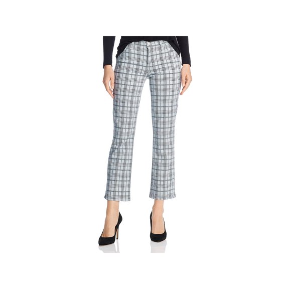 J Brand Womens Selena Plaid Cropped Pants Silver 24