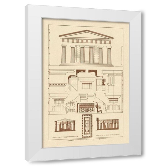 J. Buhlmann 4x14 White Modern Wood Framed Wall Art Titled - Temple of Poseidon at Paestum