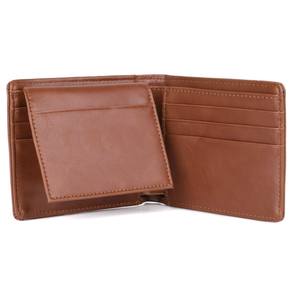 J. Buxton Men's D-Type RFID Credit Card Billfold Vegan Leather, Tan