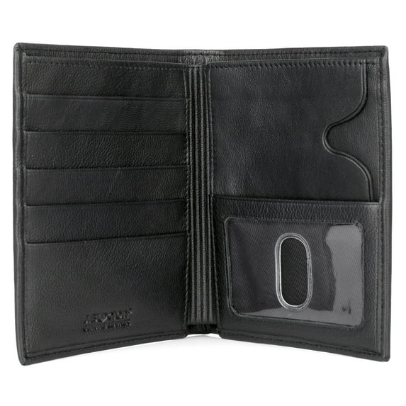 J. Buxton Men's Emblem Credit Card Folio Leather, Black