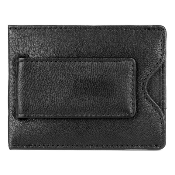 J. Buxton Men's Emblem Front Pocket Magnetic Money Clip Leather, Black