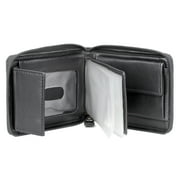 J. Buxton Mens Emblem Zip-Around Billfold Leather, Black