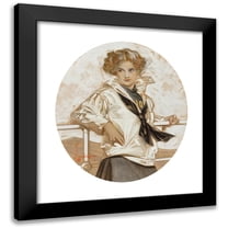 J.C. Leyendecker 12x13 Black Modern Framed Museum Art Print Titled - Lucky Bag Girl (1910)