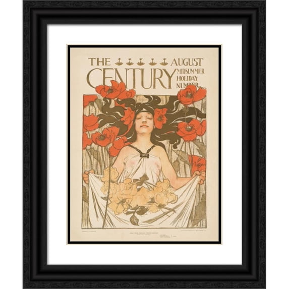J.C. Leyendecker 19x24 Black Ornate Framed Double Matted Museum Art Print Titled: The Century, August, Midsummer Holiday Number (1896)