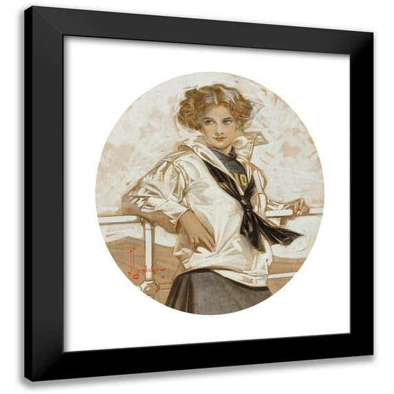 J.C. Leyendecker 20x22 Black Modern Framed Museum Art Print Titled - Lucky Bag Girl (1910)