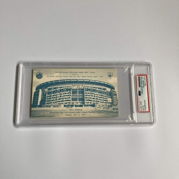 J.C. Martin Signed 1969 New York Mets Shea Stadium Postcard PSA DNA RARE