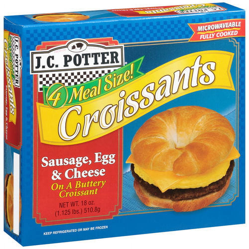 J.C. Potter Sausage, Egg & Cheese Croissants, 18 oz, 4 Ct