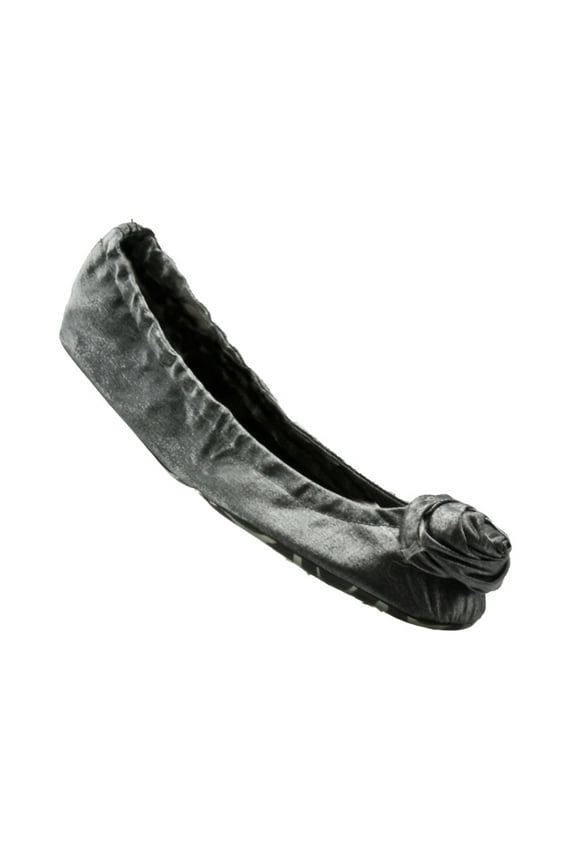 J&C S01_12A_046 Folding Silver Rosette Fabric Ballerina Flats-7.5 for Womens