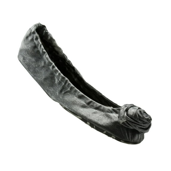 J&C S01_12A_046 Folding Silver Rosette Fabric Ballerina Flats-8.5 for Womens