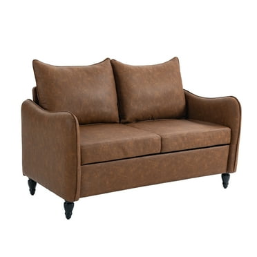 J.C.UP 53" Small Loveseat Couch,  Upholstered PU Leather Love Seat , 2 Seat Small Sofa