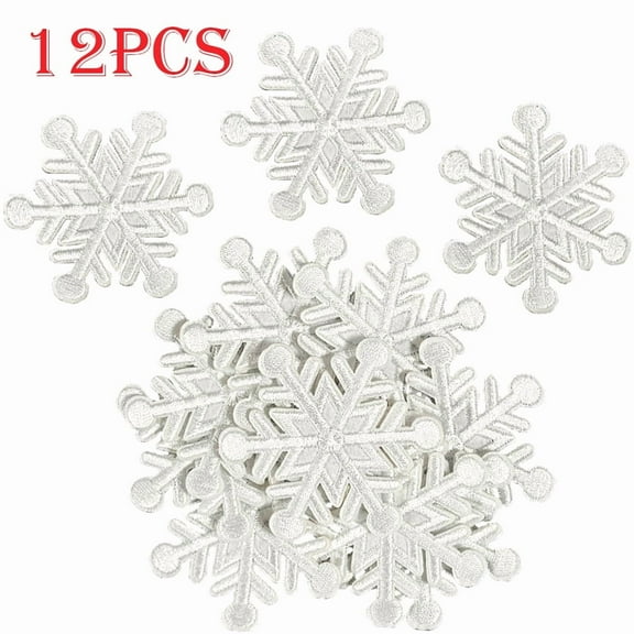 J.CARP 12 Pieces Iron on Christmas Patches, Snowflake Embroidered Applique for Christmas Costume Accessories, Clothes, Jacket, Hat, Socks, Jeans, DIY Accessories (Snowflake)