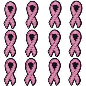 J.CARP 12 Pieces Pink Ribbon Breast Cancer Awareness Iron on Patches, Iron on/Sew on Embroidered Patch for Clothes, Jacket, Hat, Socks, Jeans