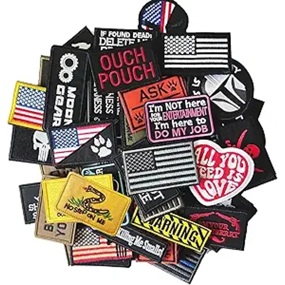 J.CARP 20 Pieces Random Patches Tactical Morale Embroidery Patches, Military Funny Patch Full Embroidered Appliques for Tactical Gear