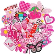 J.CARP 45 Pieces Pink Iron on Patch, Girls Iron on Patches Set, Sew on/Iron on Embroidered Patch Applique for Clothes, Dress, Hat, Jeans, DIY Accessories