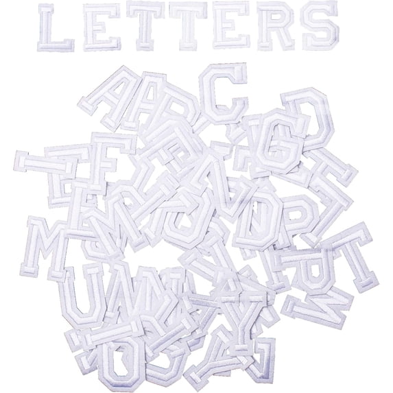 J.CARP 52Pcs White Alphabet A to Z Patches, Iron on Sew on Letters for Clothing, Hats, Shoes, Backpacks, Handbags, Jeans, Jackets etc.