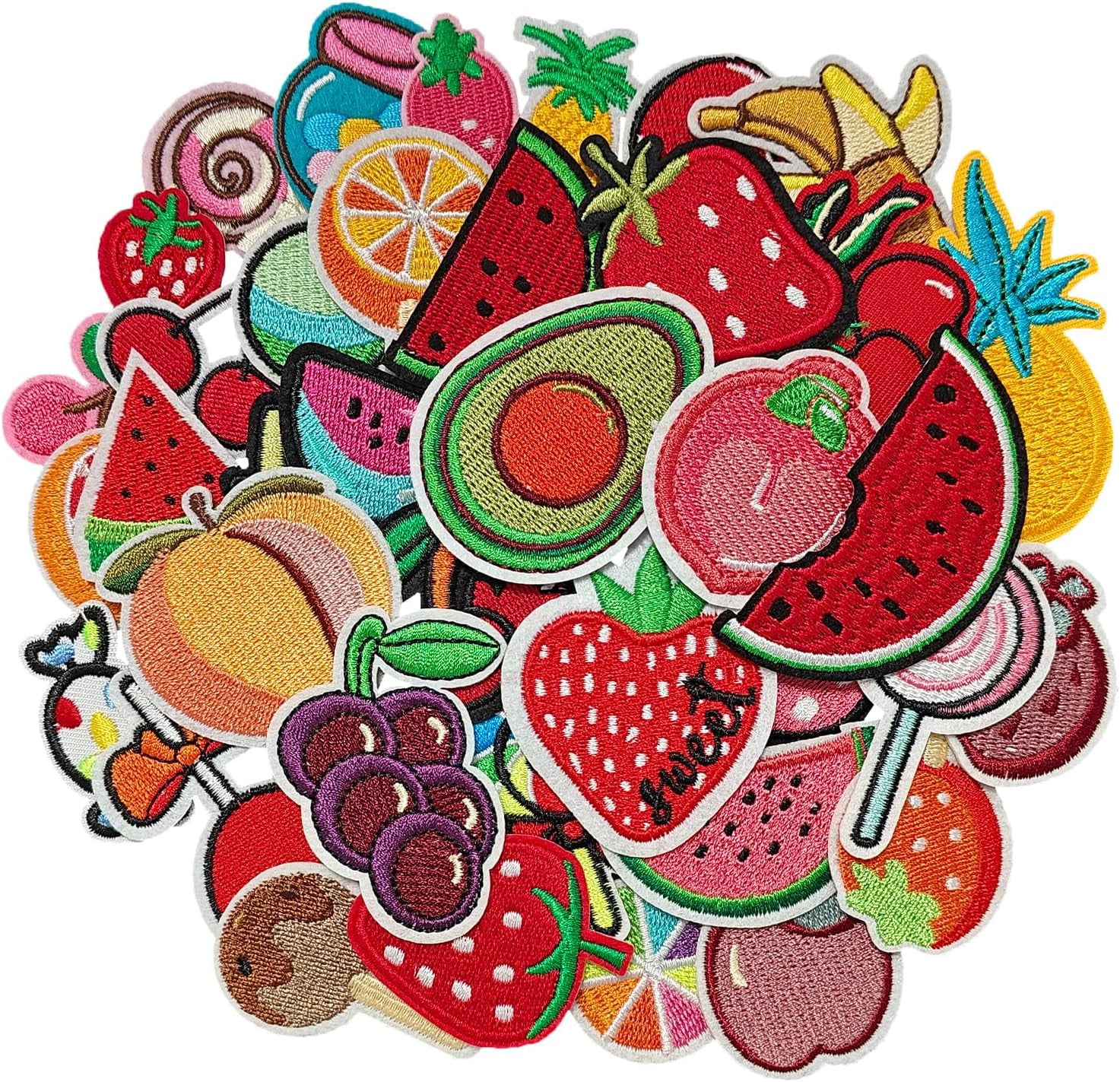 J.CARP Fruit Embroidered Iron on Patch for Clothes, Iron-on Patches / Sew-on Appliques Patches for Clothing, Jackets, Backpacks, Caps, Jeans