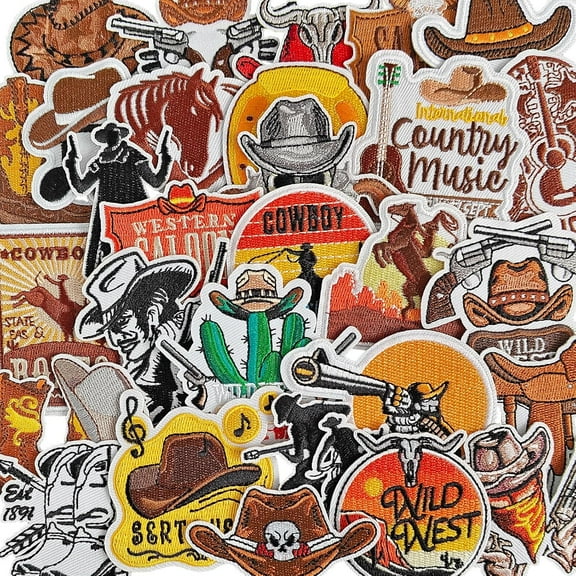 J.CARP Western Iron on Patches, Embroidered Iron on/Sew on Patches Cowboy Western Style Applique for Clothes, Dress, Hat, Jeans, DIY Accessories, Pack of 30