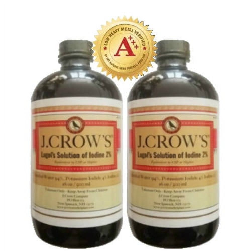 J.CROW'S Lugol's Solution of Iodine 2 16 oz Twin Pack (2 bottles