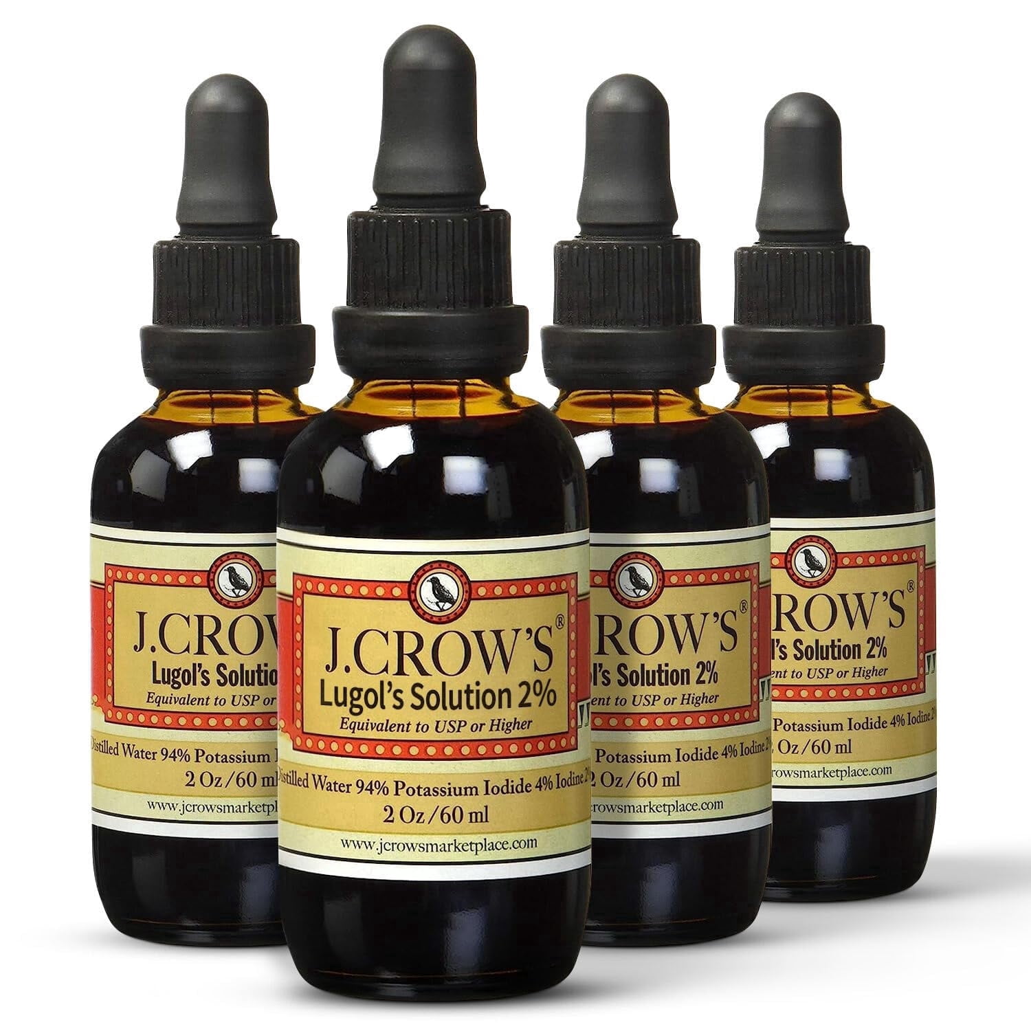 J.CROW'S&reg; Lugol's Solution of Iodine 2% 2 oz (4 Bottle)