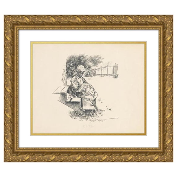 J. Campbel Phillips 17x15 Gold Ornate Wood Frame and Double Matted Museum Art Print Titled - It's Big ‘Bubber’ (1899)