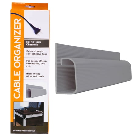 J Channel Desk Cable Organizer Kit– 5 Grey Raceway Channels -by Edison Supply