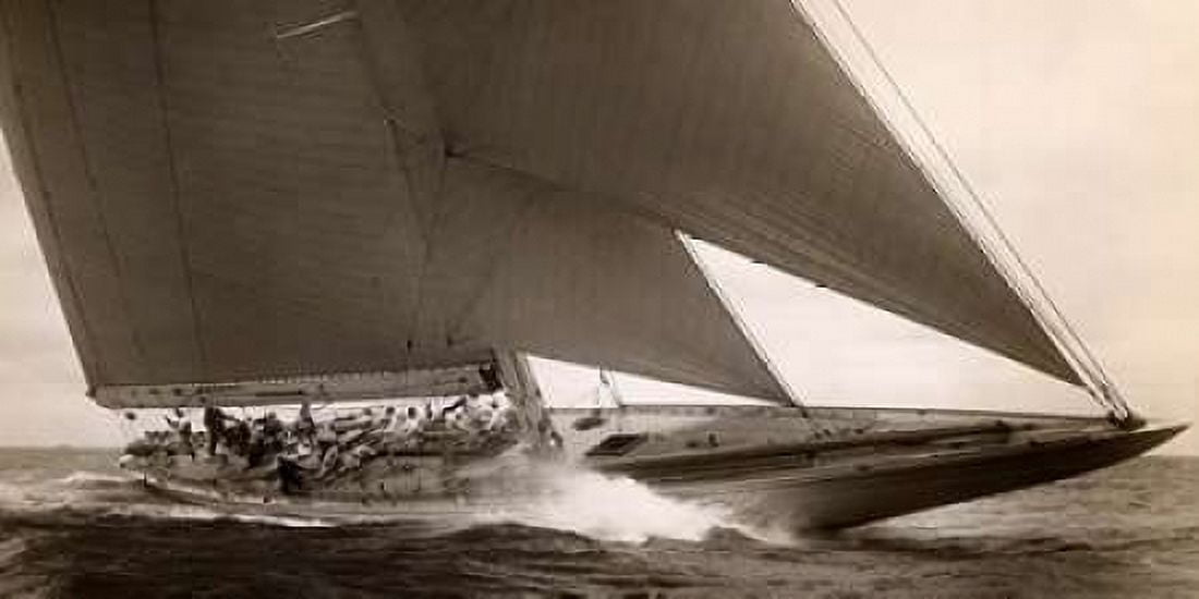 J Class Sailboat 1934 Canvas Art - Edwin Levick (24 x 48)