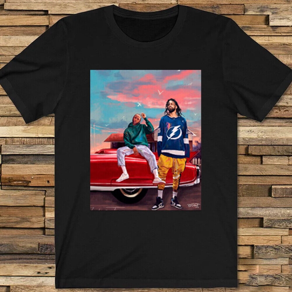 J Cole And Kendrick Lamar TShirt Cotton Black S2345XL Tee