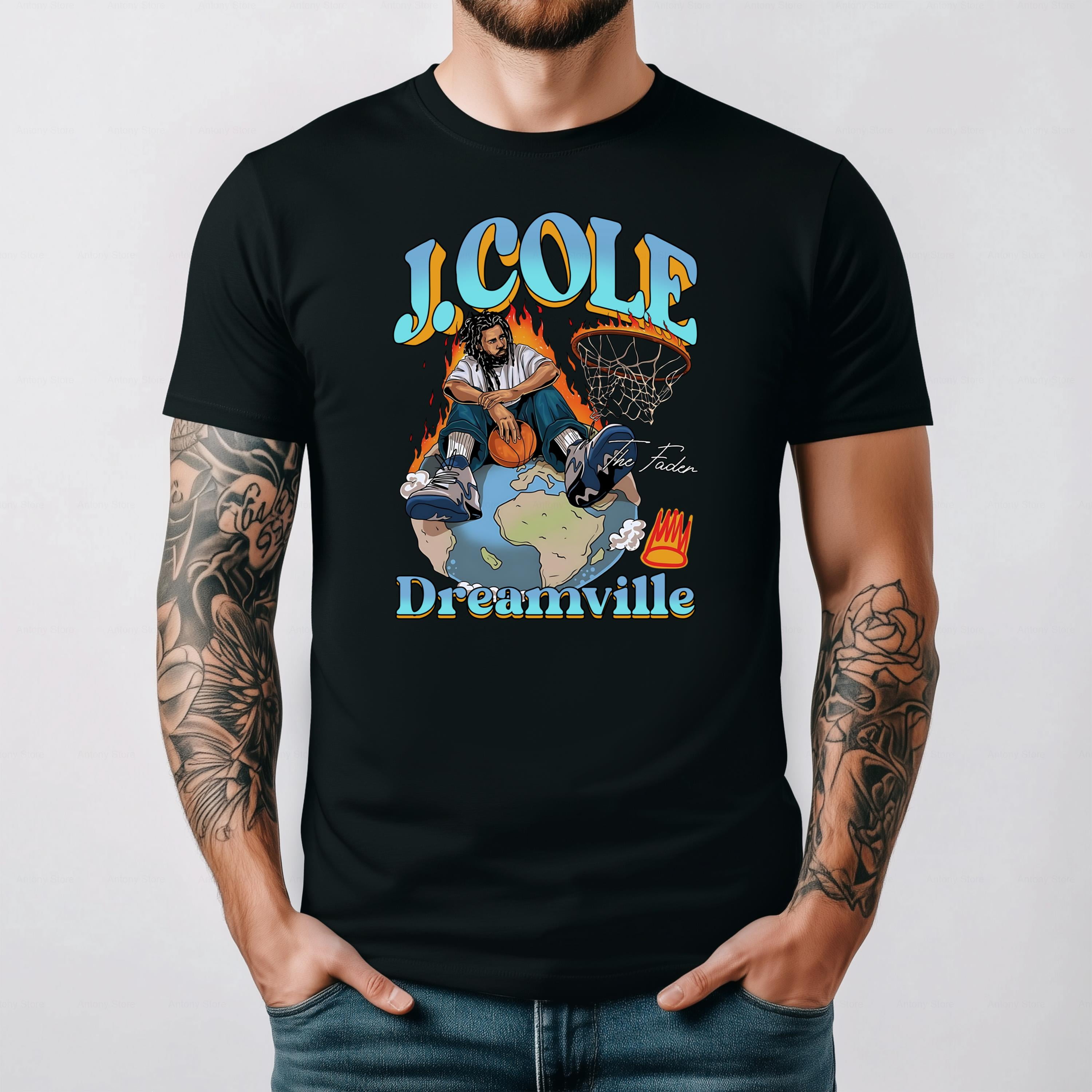 J Cole Dreamville Vintage 90s Style Rap Hip Hop Fan Graphic Tee