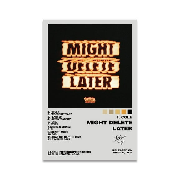 J Cole Poster Rapper Might Delete Later Album Cover Posters for Room Aesthetic Music Wall Art Prints for Teen Bedroom, Dorm, Office Decor And Gift Ideas