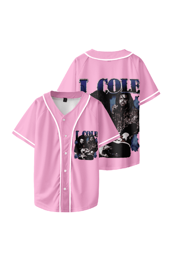 J Cole Rapper Baseball Jersey Man/Woman Hip Hop Tee Shirt Pink Short Sleeved