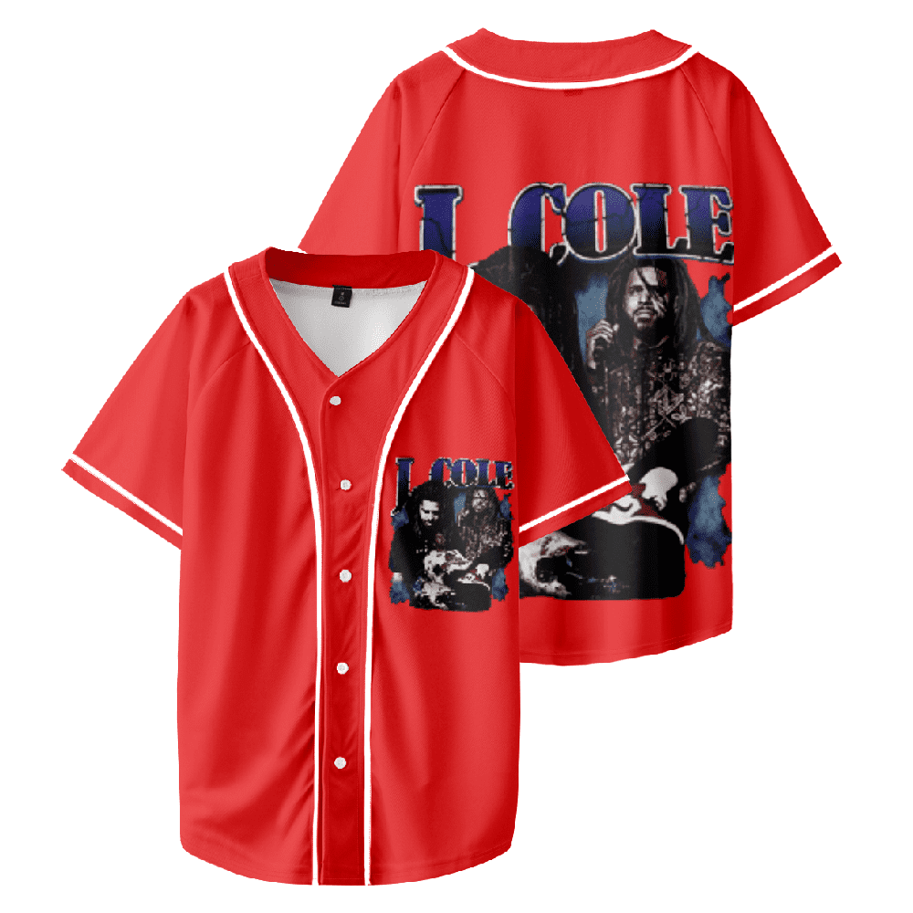 J Cole Rapper Baseball Jersey Man/Woman Hip Hop Tee Shirt Red Short ...