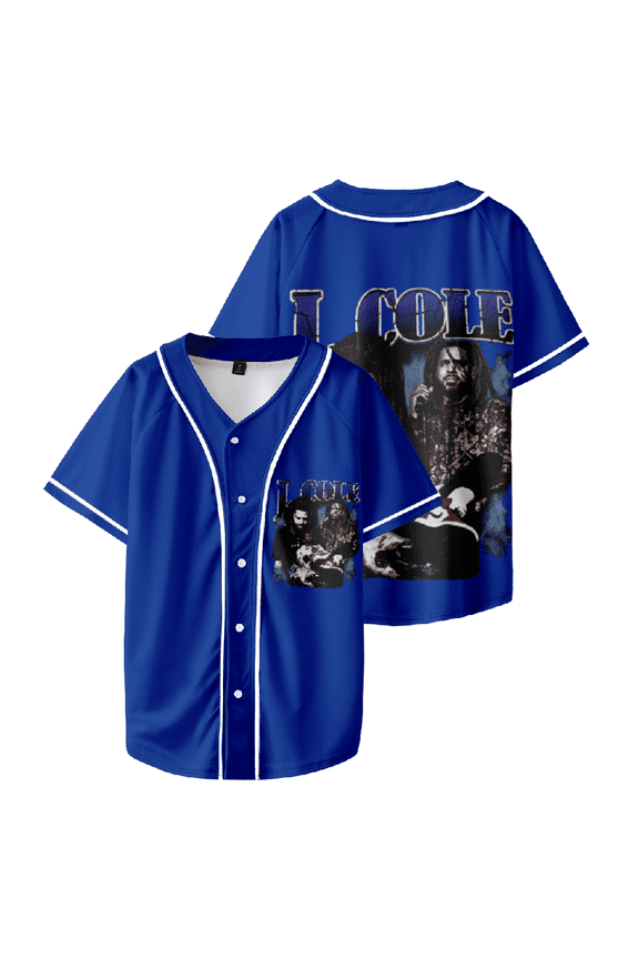 J Cole Rapper Baseball Jersey Man/Woman Hip Hop Tee Shirt blue Short Sleeved