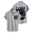 thumbnail image 1 of J Cole Rapper Turndown Collar Shirt Gray short sleeve shirt Flip collar T-shirt, 1 of 1