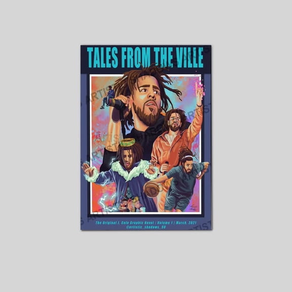 J. Cole Tales From The Ville Poster Dreamville Comic Style Forest Hills Drive Wall Art Size 24''x36'' Goldengate