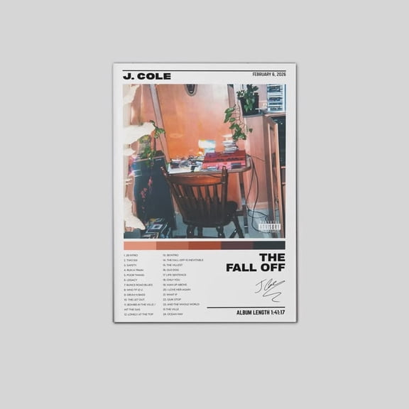 J. Cole The Fall Off Album Poster Iconic Hip Hop Wall Art Modern Rap Tracklist Size 24''x36'' Goldengate
