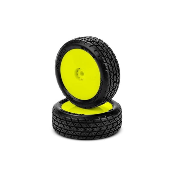 J Concepts JCO41212211 Dirt Trac Mini Green Compound Pre-Mounted Wheels, Yellow