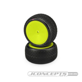 J Concepts JCO3190201021 Twin Pins Pink Compound Pre-Mounted 2wd Rear Buggy Tires, Yellow