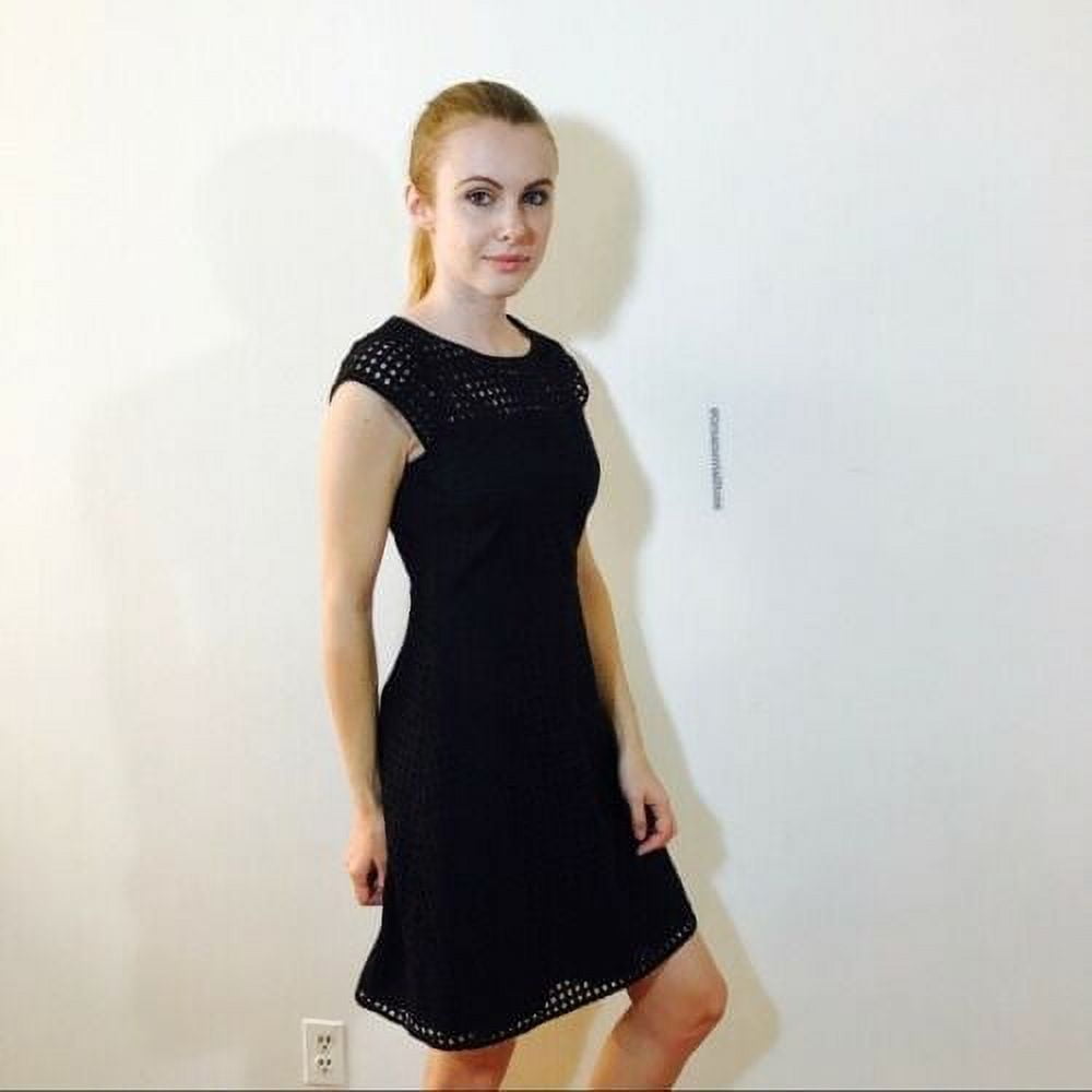 J Crew Black Eyelet Cotton Dress 10 Cap Sleeve Summer Cool Frock New with Tags