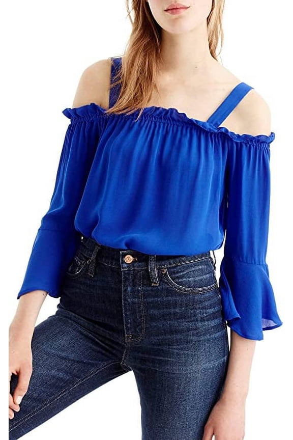 Cold Shoulder Bell Sleeve Top, Blue (8P)